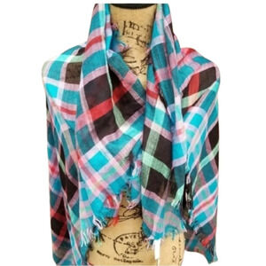 Echo madras plaid scarf/ shawl NWT